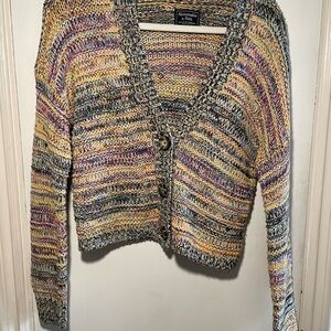 Abercrombie & Fitch Multicolor Knit Crop Top Cardigan XS
